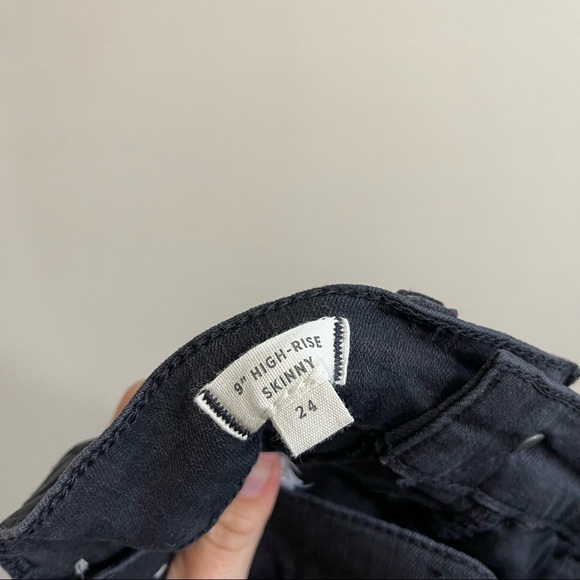 Madewell 9" High Rise Skinny Jeans Berkeley Black Button Fly Raw Hem 24 - Picture 12 of 12